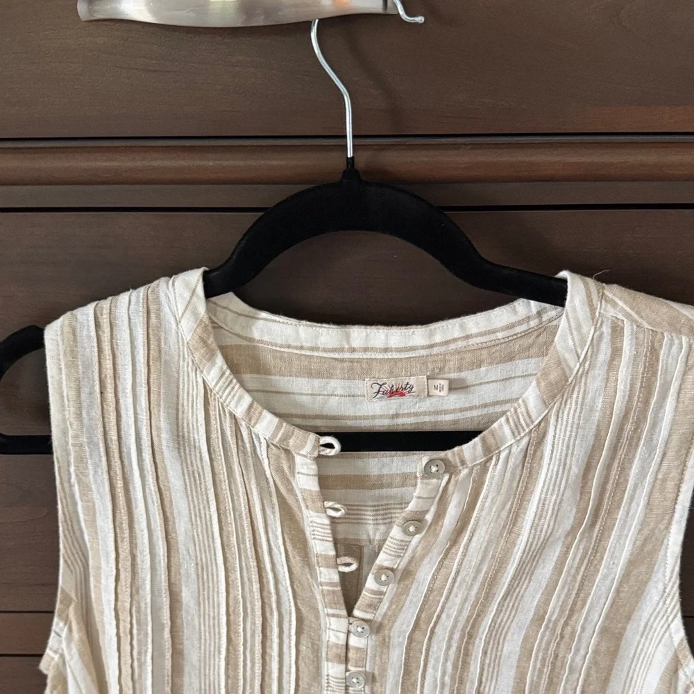 Faherty Cream Striped Sleeveless Tank Top - Picture 2 of 2